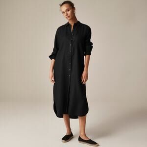 J. Crew Women's Tunic Shirt-Dress Long Sleeve in Linen Black Size Large NWT